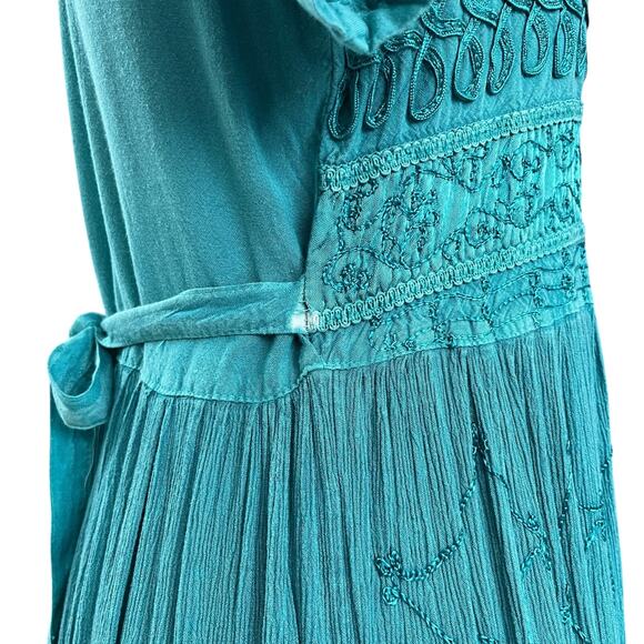 Vintage 90s Y2K Naqui New York Boho Babydoll Embroidered Midi Dress Size Small - Picture 5 of 7